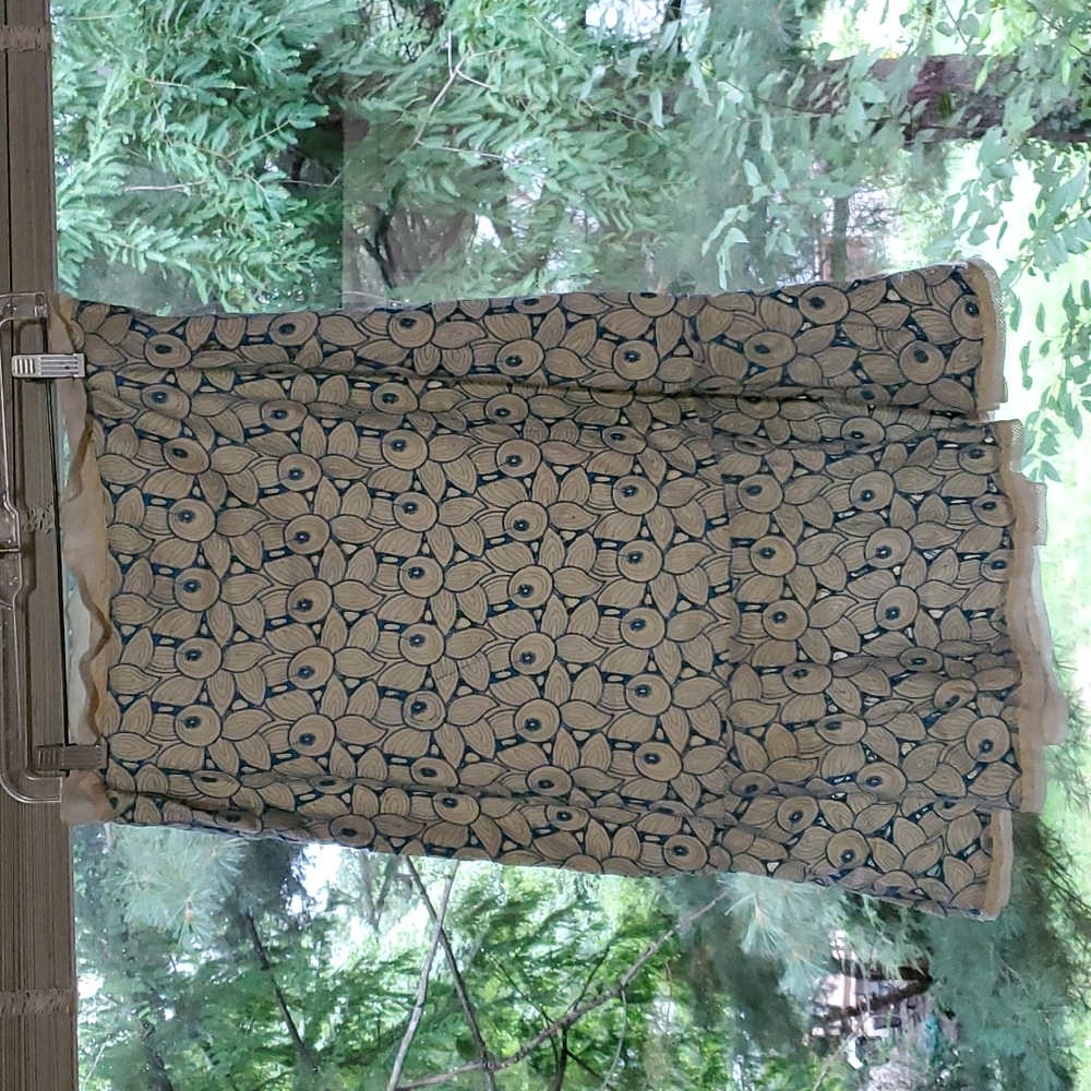 Brya Teal lace over cream colored skirt